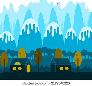 illustration house in the beside of forest