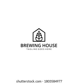 Illustration house brewing drink maker logo design template