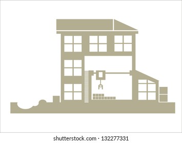 illustration with house building