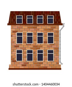 Illustration of a house building architecture in the old city block