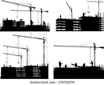 Illustration House Buildings Cranes Stock Vector (Royalty Free ...