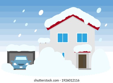 Illustration Of A House Buried In A Lot Of Snow.