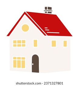Ilustración de una casa con chimenea, material vectorial.