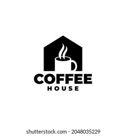 illustration of a house with a coffee cup inside. good for coffee shop logo. coffee logo vector template.