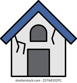 Illustration of a house with a cracked exterior wall