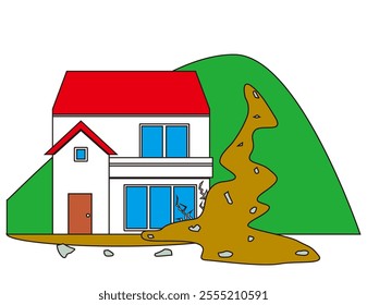 Illustration of a house in a disaster.