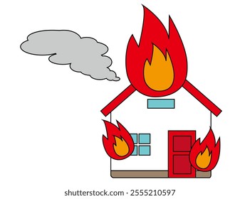 Illustration of a house in a disaster.