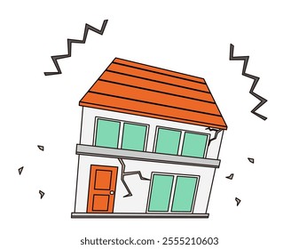 Illustration of a house in a disaster.