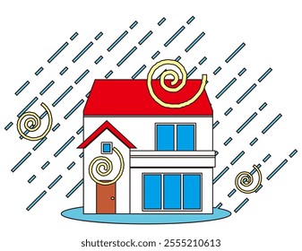 Illustration of a house in a disaster.