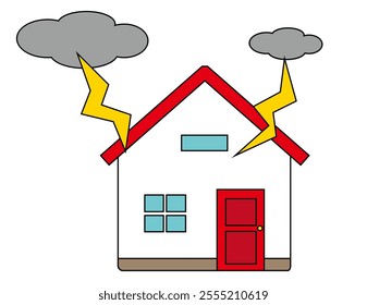 Illustration of a house in a disaster.