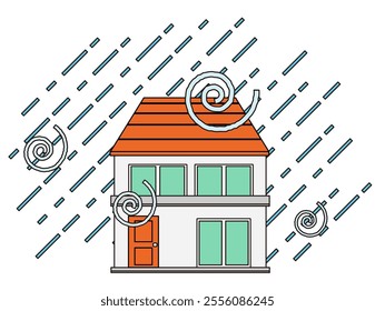 Illustration of a house in a disaster.