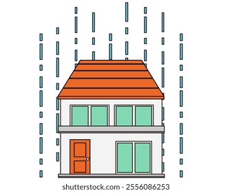 Illustration of a house in a disaster.