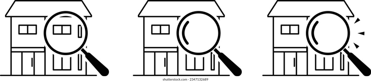 Illustration of a House Examined with a Magnifying Glass in Vector