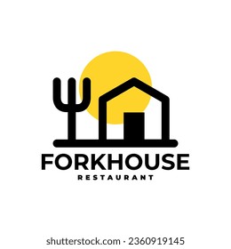 illustration of a house and fork. good for restaurant logo or any business related to house, or food