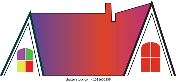illustration of house with gradient