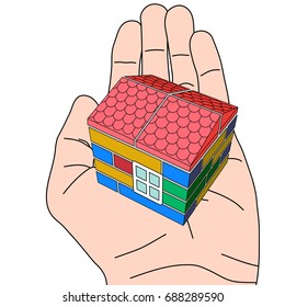 Illustration house in hand