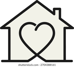 Illustration of a house with a heart inside isolated on