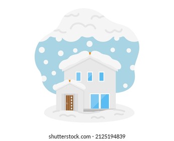 Illustration of a house with heavy snow and snow.