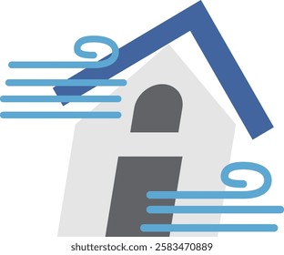 Illustration of a house hit by wind disaster