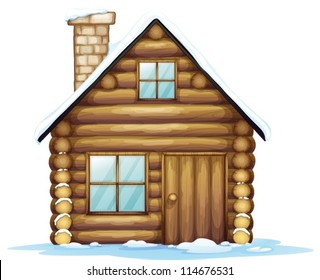 illustration of a house and ice on a white background