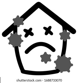 Illustration of house icon with dust and virus