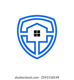 illustration of a house inside a shield. good for any business related to home security.