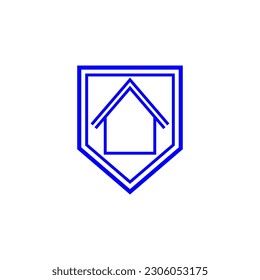 Ilustración de una casa dentro de un escudo, adecuada para iconos o logos.