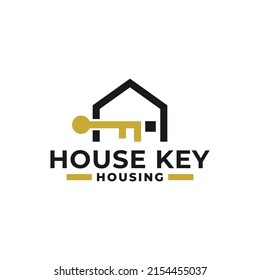 Illustration Of A House And A Key. Real Estate Company Logo.