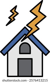 Illustration of a house with lightning
