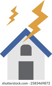 Illustration of a house with lightning