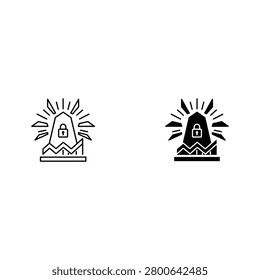 Illustration of a house with a lightning bolt on top, symbolizing energy or power, dwelling place
