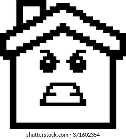 An illustration of a house looking angry in an 8-bit cartoon style.