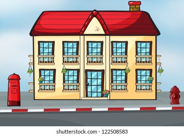 Illustration of a house and a mailbox near the street