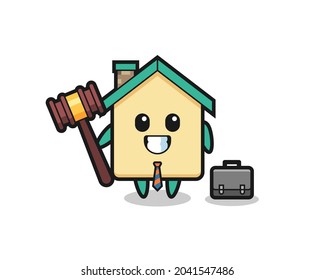 Illustration of house mascot as a lawyer , cute design