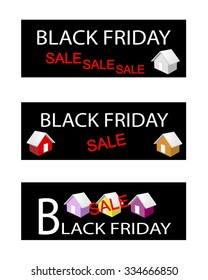 Illustration of House on Black Friday Shopping Labels for Start Christmas Shopping Season.