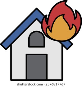 Illustration of a house on fire