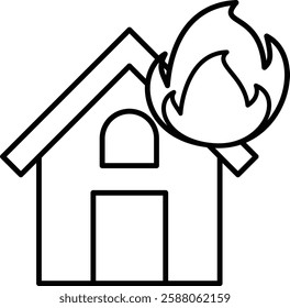 Illustration of a house on fire