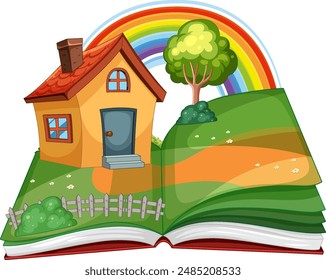Illustration of a house on an open book