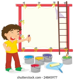 Illustration of a house painter