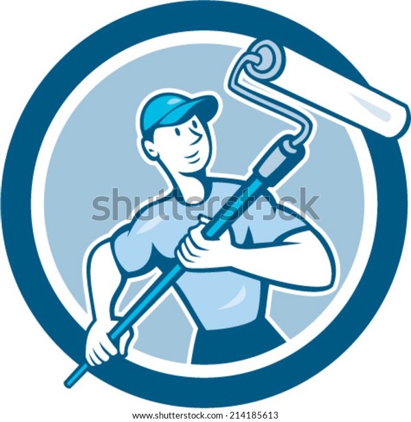 Illustration House Painter Handyman Holding Paint Stock Vector (Royalty ...