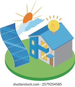 Illustration of a house with perovskite solar cells