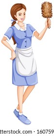 Illustration of a house servant on a white background