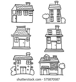 Illustration House Set Hand Draw Stock Vector (Royalty Free) 575870587 ...