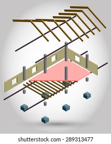 illustration of house structure concept in isometric graphic