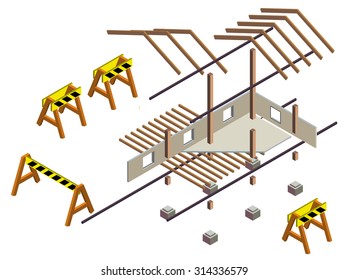 illustration of house structure concept in isometric graphic 