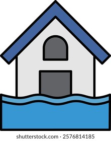 Illustration of a house suffering from flood damage