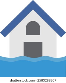 Illustration of a house suffering from flood damage