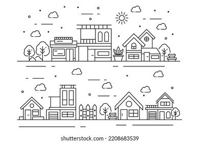 Illustration of a house in thin line style