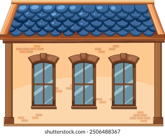 Illustration of a house with three windows