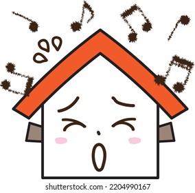 Illustration of a house in trouble with earplugs due to excessive noise